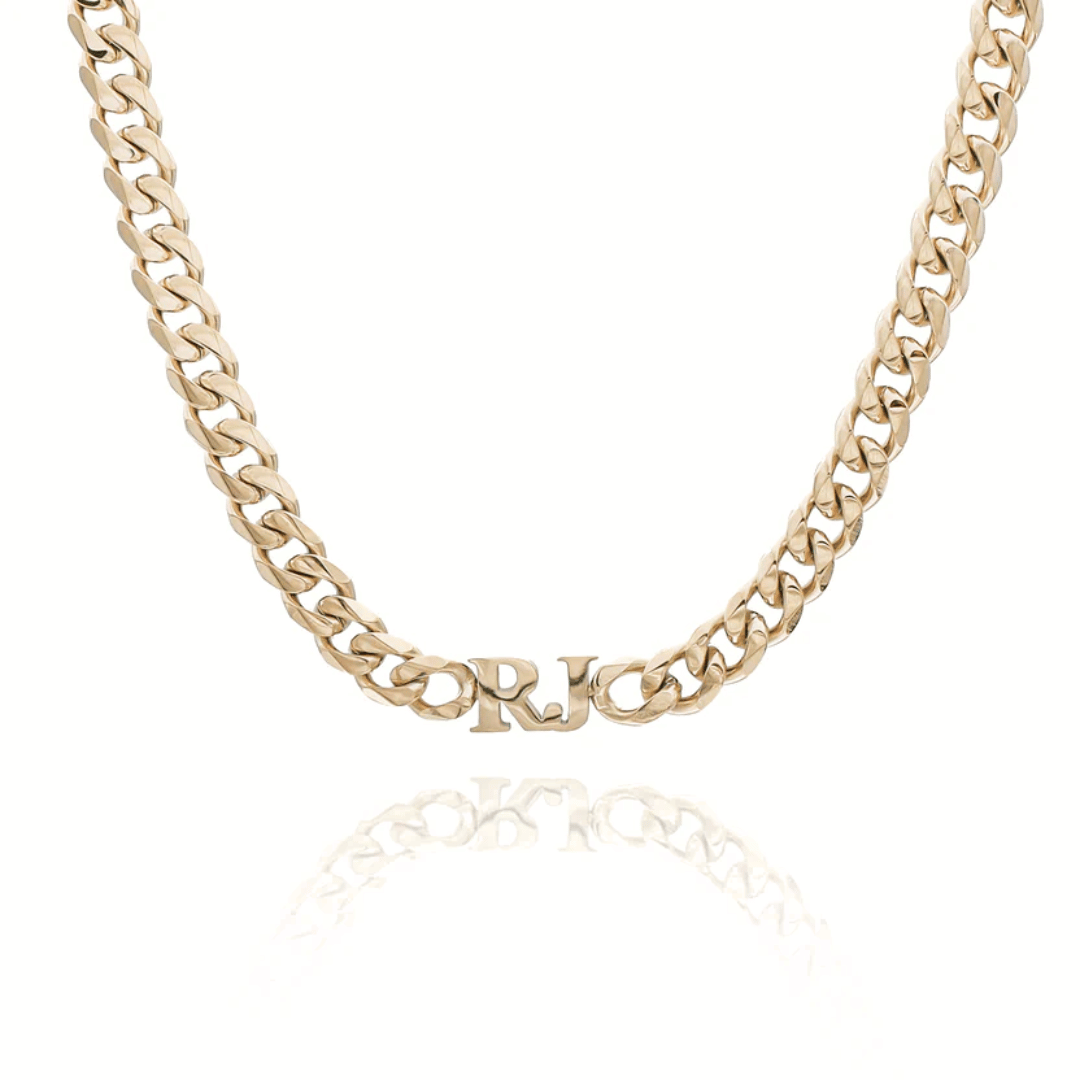 Collana con catena a maglie iniziali – Placcata in oro e personalizzata